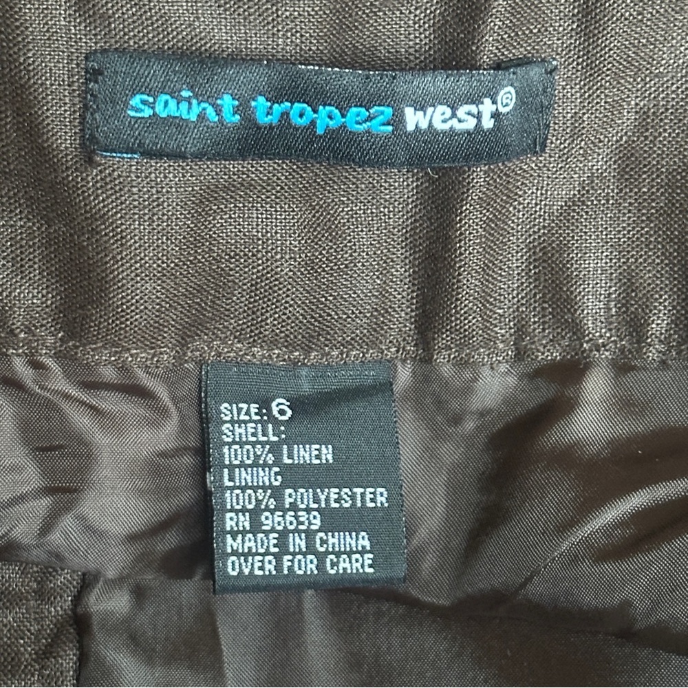 Saint Tropez West Brown 100% Linen Wide Leg Pants Size 6 - Picture 9 of 11